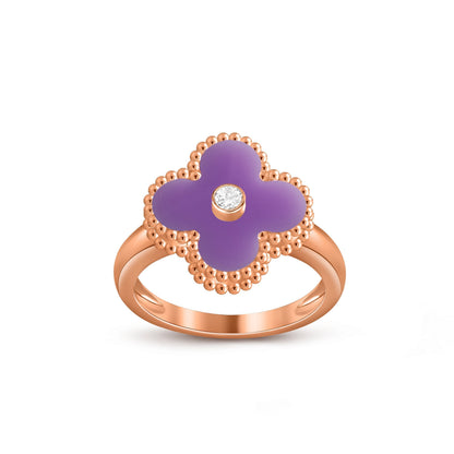 [Peak]LUCKY CLOVER DIAMOND-ACCENT ROSE GOLD RING COLLECTION