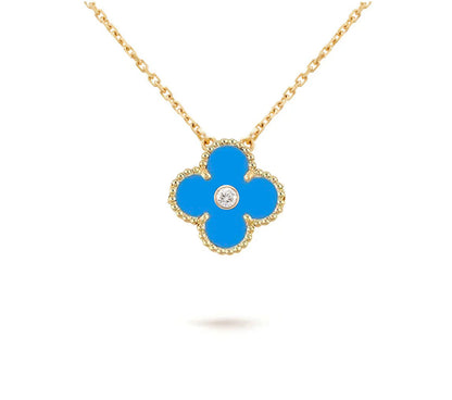 [Peak]15MM CLOVER FLOWER DIAMOND PENDANT NECKLACE COLLECTION