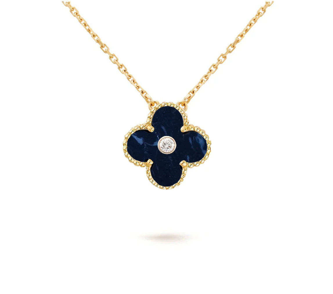 [Peak]15MM CLOVER FLOWER DIAMOND PENDANT NECKLACE COLLECTION
