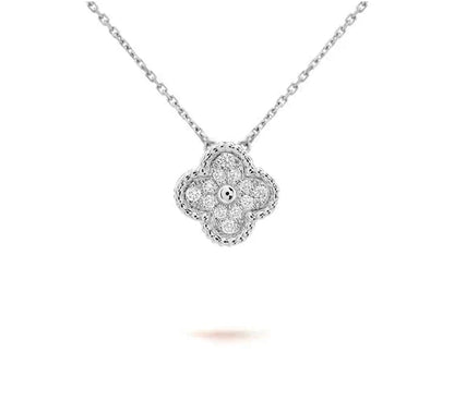 [Peak]15MM CLOVER FLOWER PENDANT NECKLACE WHITE GOLD COLLECTION