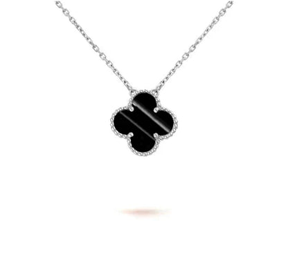 [Peak]15MM CLOVER FLOWER PENDANT NECKLACE WHITE GOLD COLLECTION