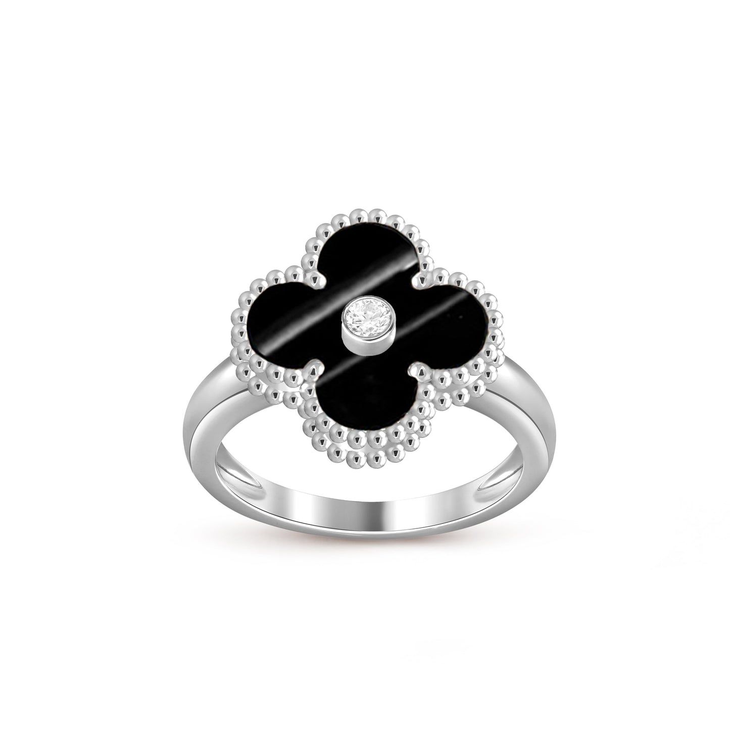 [Peak]LUCKY CLOVER DIAMOND-ACCENT WHITE GOLD RING COLLECTION