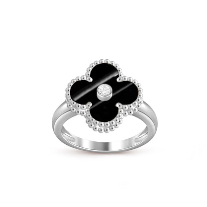 [Peak]LUCKY CLOVER DIAMOND-ACCENT WHITE GOLD RING COLLECTION