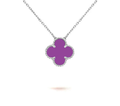 [Peak]15MM CLOVER FLOWER PENDANT NECKLACE WHITE GOLD COLLECTION