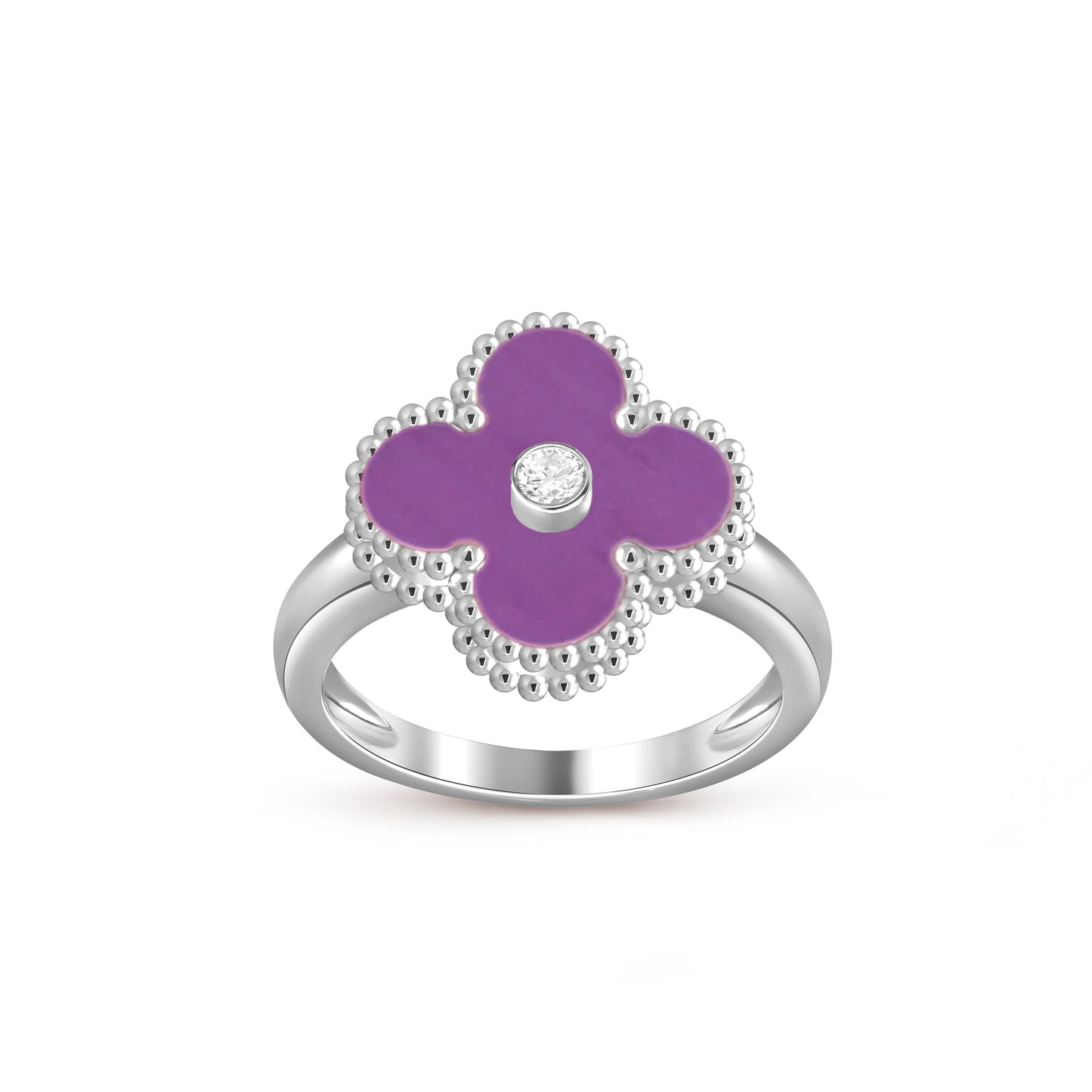 [Peak]LUCKY CLOVER DIAMOND-ACCENT WHITE GOLD RING COLLECTION