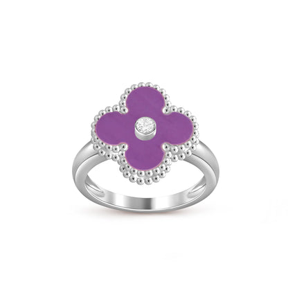 [Peak]LUCKY CLOVER DIAMOND-ACCENT WHITE GOLD RING COLLECTION
