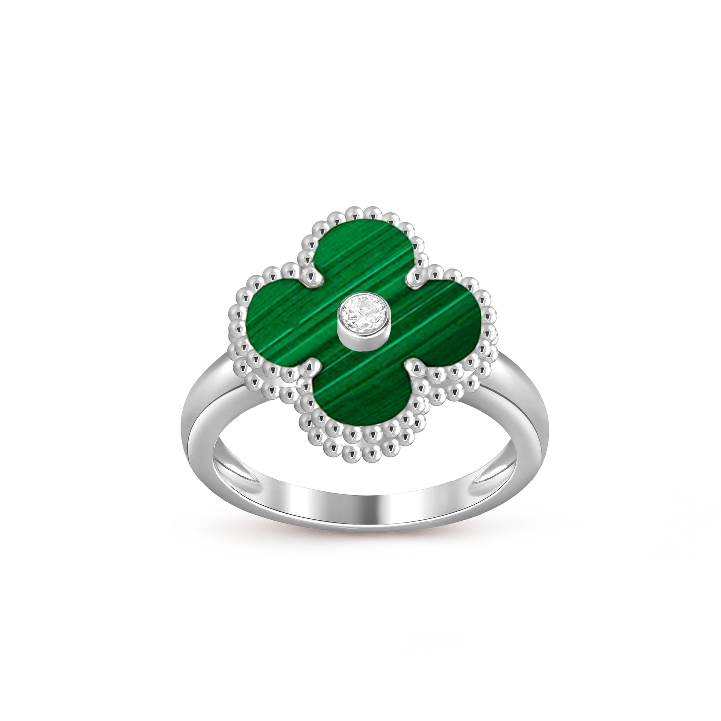 [Peak]LUCKY CLOVER DIAMOND-ACCENT WHITE GOLD RING COLLECTION