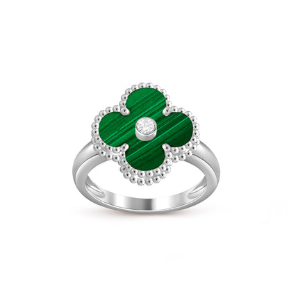 [Peak]LUCKY CLOVER DIAMOND-ACCENT WHITE GOLD RING COLLECTION