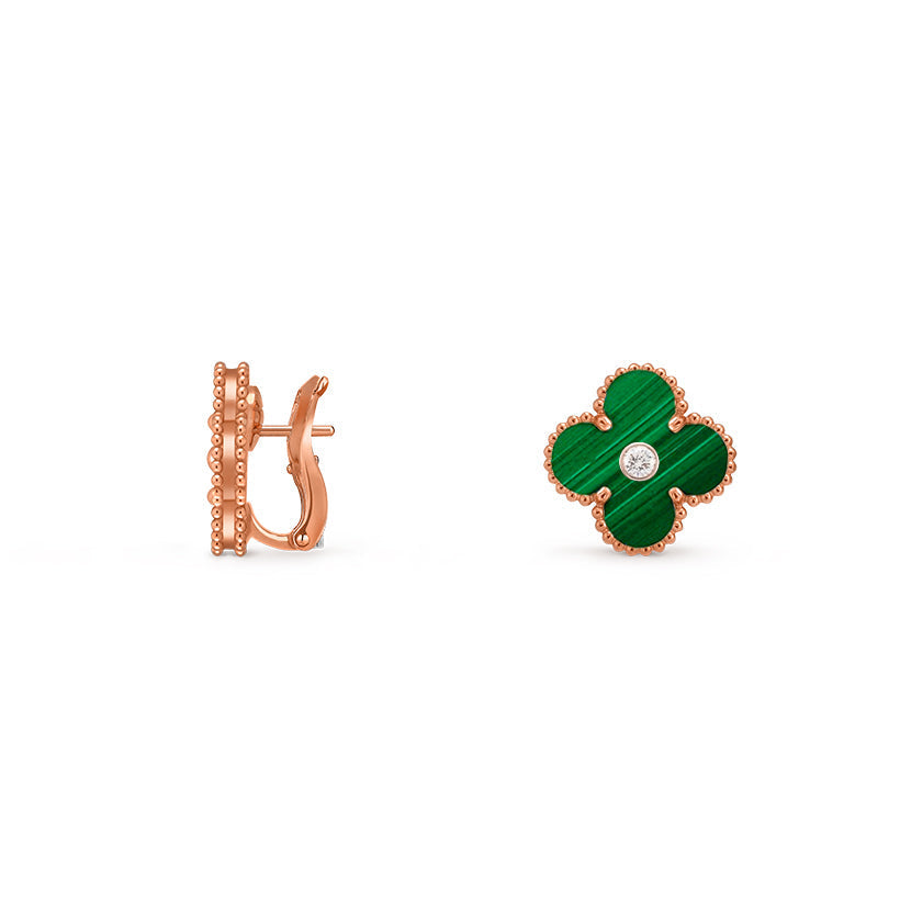 [Peak]15MM CLOVER FLOWER STUD EARRINGS DIAMOND-ROSE GOLD COLLECTION