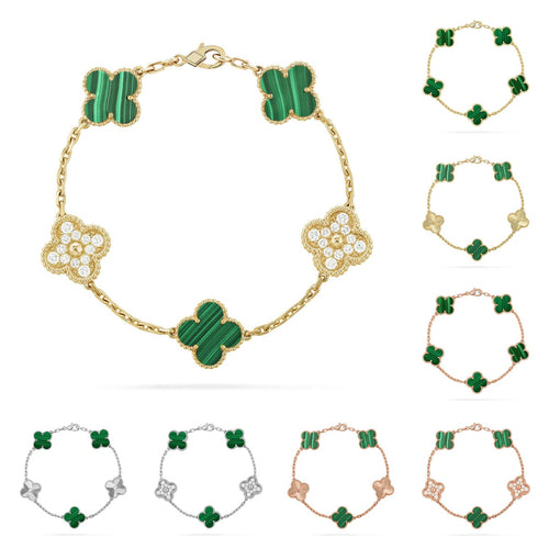[Peak]LUCKY CLOVER 5-MOTIF BRACELET - MALACHITE COLLECTION