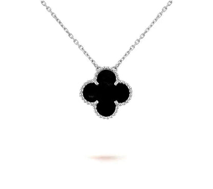[Peak]15MM CLOVER FLOWER PENDANT NECKLACE WHITE GOLD COLLECTION