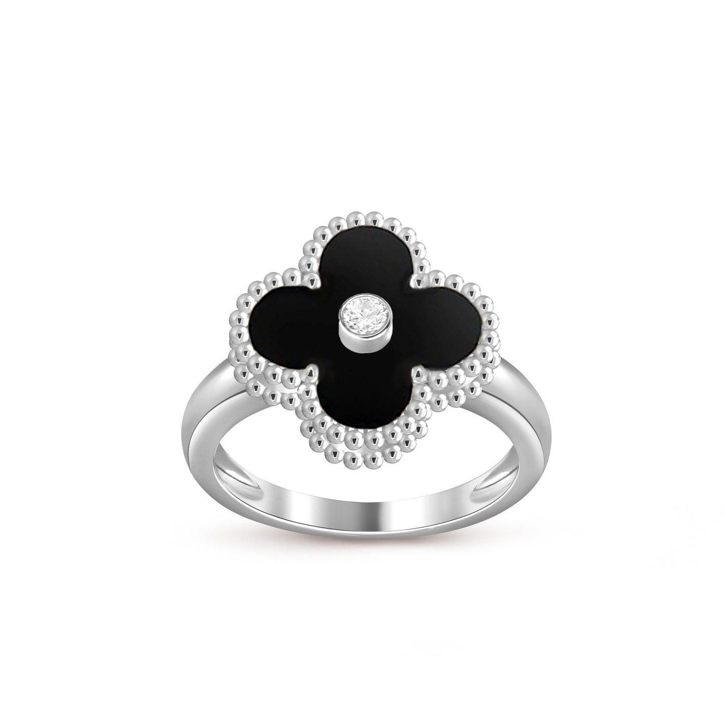 [Peak]LUCKY CLOVER DIAMOND-ACCENT WHITE GOLD RING COLLECTION