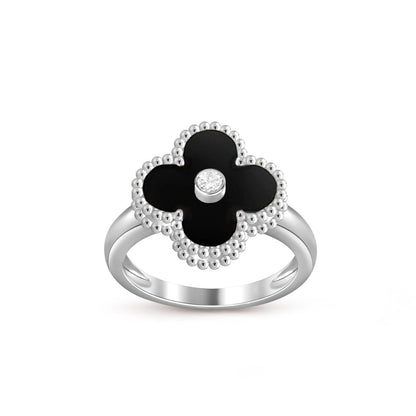 [Peak]LUCKY CLOVER DIAMOND-ACCENT WHITE GOLD RING COLLECTION