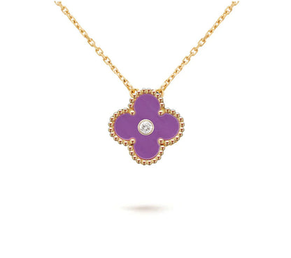 [Peak]15MM CLOVER FLOWER DIAMOND PENDANT NECKLACE COLLECTION