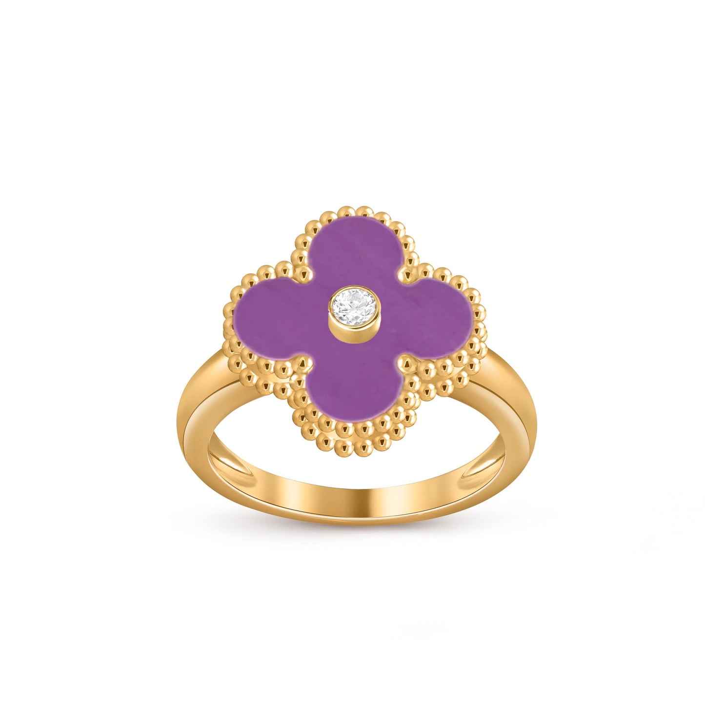 [Peak]LUCKY CLOVER DIAMOND-ACCENT GOLD RING COLLECTION