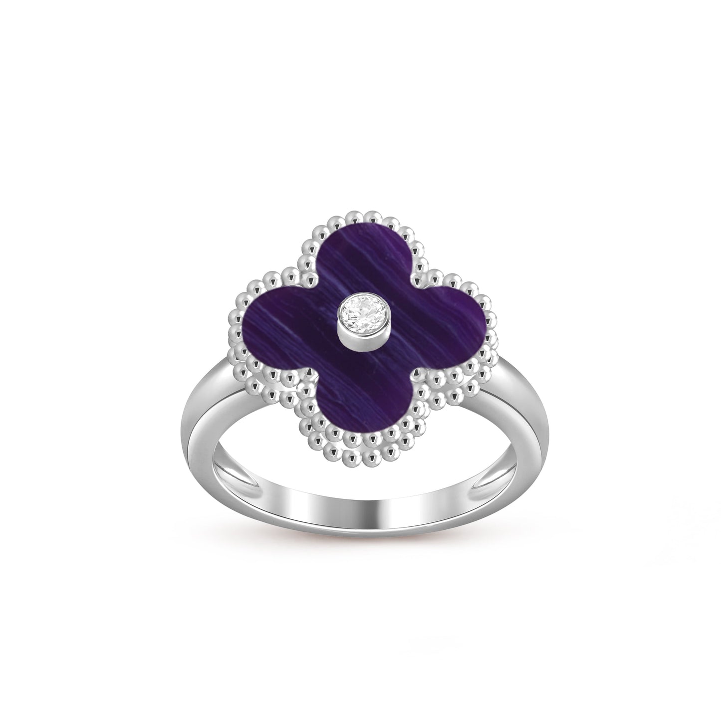 [Peak]LUCKY CLOVER DIAMOND-ACCENT WHITE GOLD RING COLLECTION