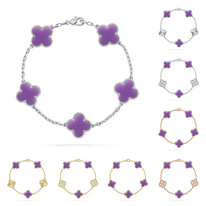 [Peak]LUCKY CLOVER 5-MOTIF BRACELET - LAVENDER COLLECTION