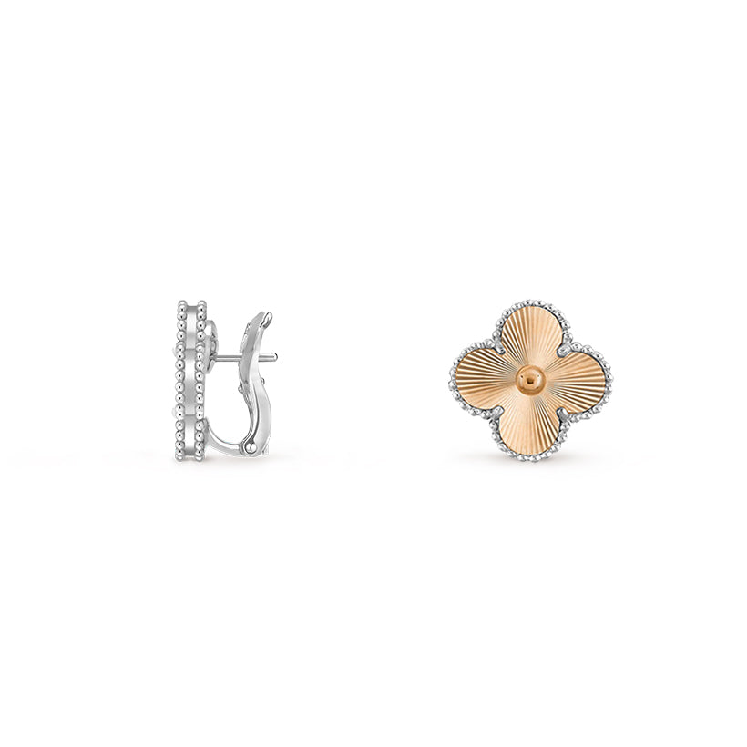 [Peak]15MM CLOVER FLOWER STUD EARRINGS WHITE GOLD COLLECTION
