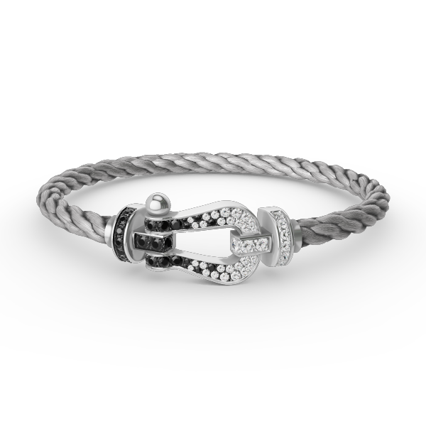 [Peak]FORCE LARGE HORSESHOE BLACK & WHITE DIAMOND BRACELET - WHITE GOLD