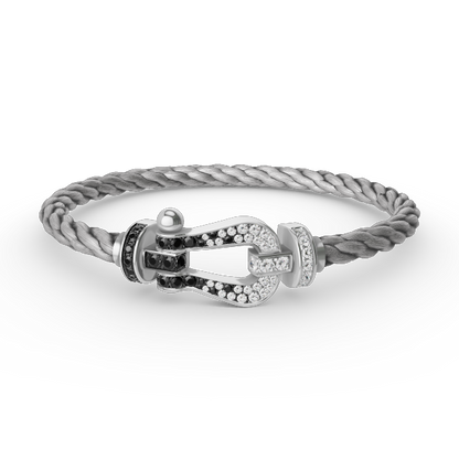 [Peak]FORCE LARGE HORSESHOE BLACK & WHITE DIAMOND BRACELET - WHITE GOLD