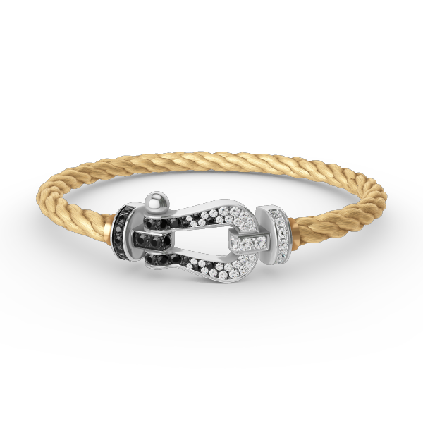[Peak]FORCE LARGE HORSESHOE BLACK & WHITE DIAMOND BRACELET - WHITE GOLD