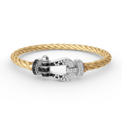 [Peak]FORCE LARGE HORSESHOE BLACK & WHITE DIAMOND BRACELET - WHITE GOLD