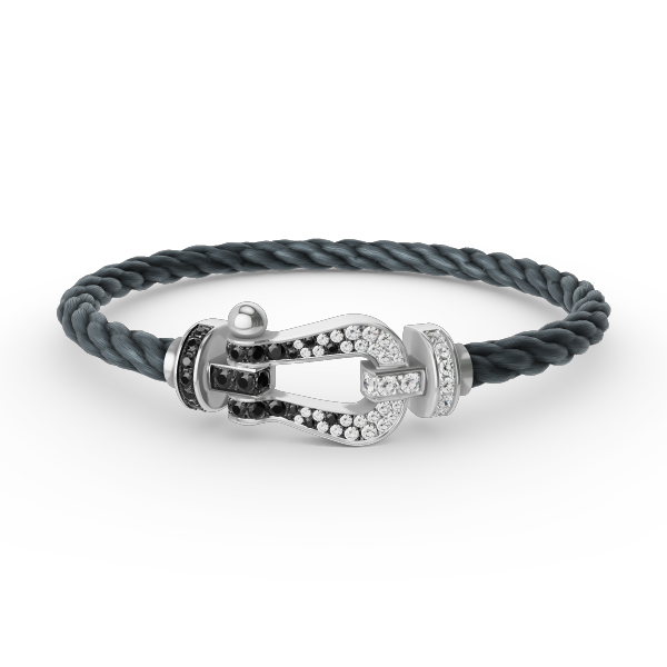 [Peak]FORCE LARGE HORSESHOE BLACK & WHITE DIAMOND BRACELET - WHITE GOLD
