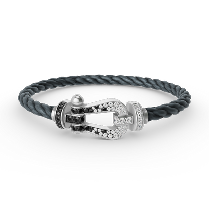 [Peak]FORCE LARGE HORSESHOE BLACK & WHITE DIAMOND BRACELET - WHITE GOLD