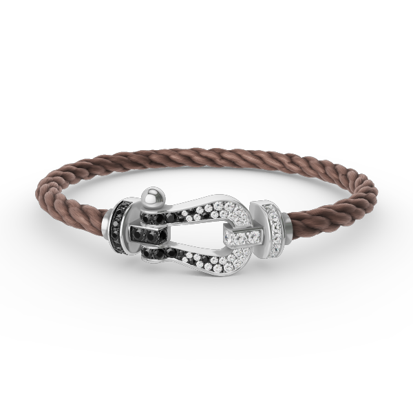 [Peak]FORCE LARGE HORSESHOE BLACK & WHITE DIAMOND BRACELET - WHITE GOLD