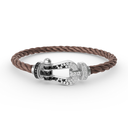 [Peak]FORCE LARGE HORSESHOE BLACK & WHITE DIAMOND BRACELET - WHITE GOLD
