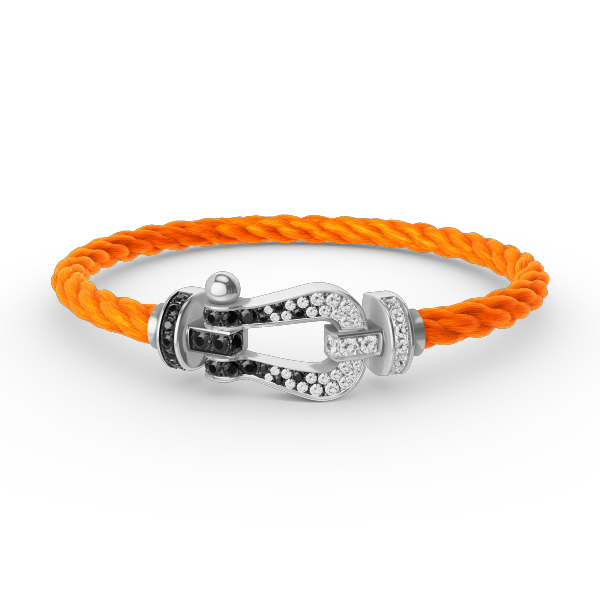 [Peak]FORCE LARGE HORSESHOE BLACK & WHITE DIAMOND BRACELET - WHITE GOLD