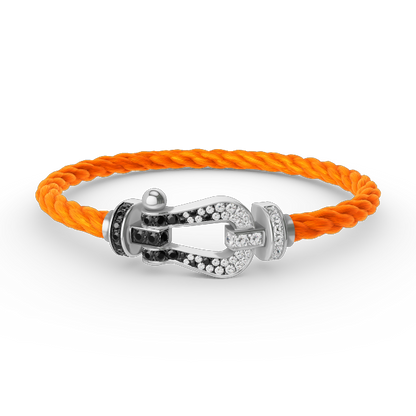 [Peak]FORCE LARGE HORSESHOE BLACK & WHITE DIAMOND BRACELET - WHITE GOLD