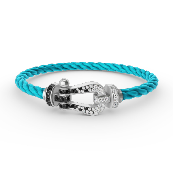 [Peak]FORCE LARGE HORSESHOE BLACK & WHITE DIAMOND BRACELET - WHITE GOLD