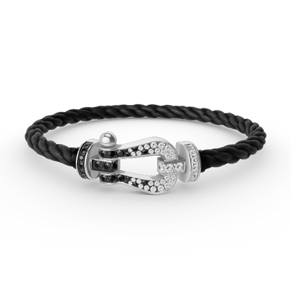 [Peak]FORCE LARGE HORSESHOE BLACK & WHITE DIAMOND BRACELET - WHITE GOLD