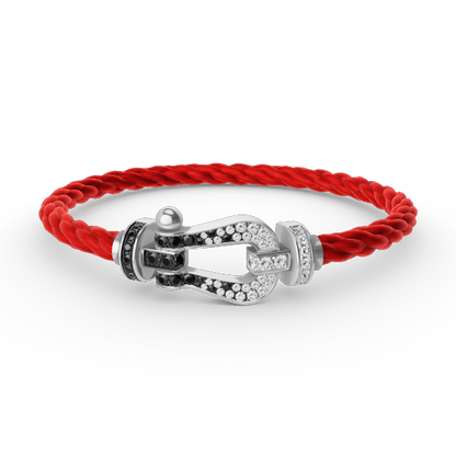 [Peak]FORCE LARGE HORSESHOE BLACK & WHITE DIAMOND BRACELET - WHITE GOLD