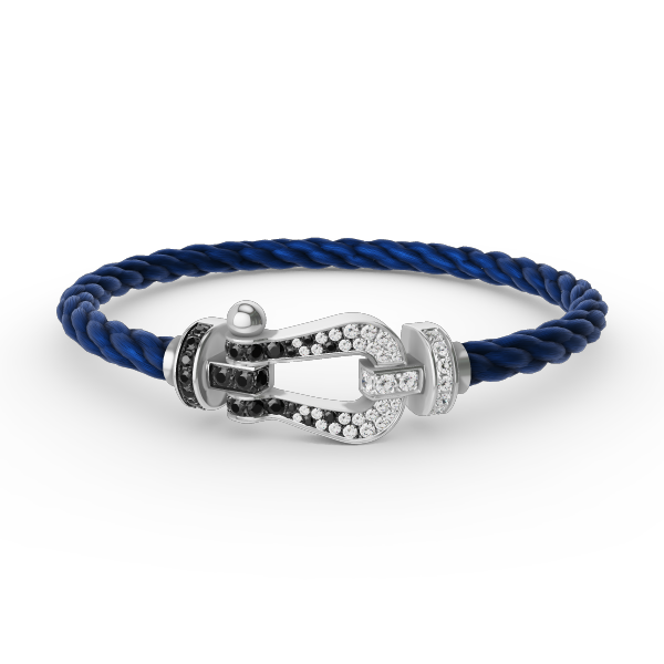 [Peak]FORCE LARGE HORSESHOE BLACK & WHITE DIAMOND BRACELET - WHITE GOLD