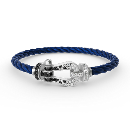 [Peak]FORCE LARGE HORSESHOE BLACK & WHITE DIAMOND BRACELET - WHITE GOLD