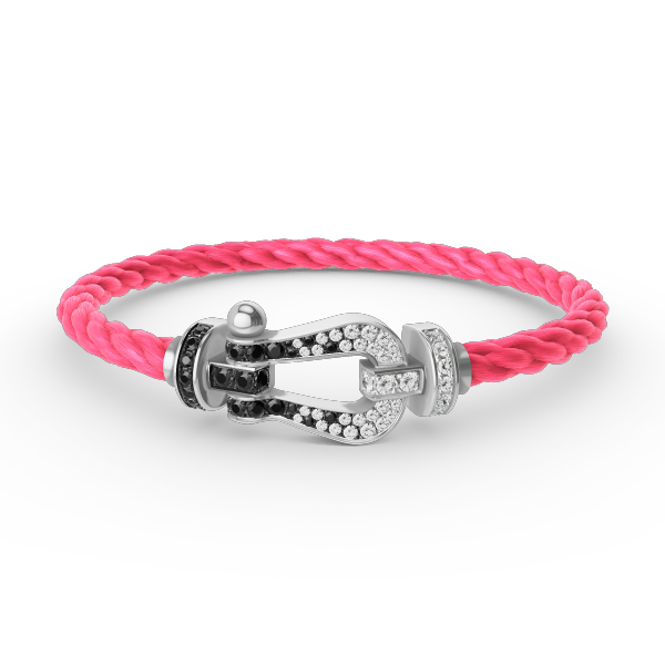 [Peak]FORCE LARGE HORSESHOE BLACK & WHITE DIAMOND BRACELET - WHITE GOLD