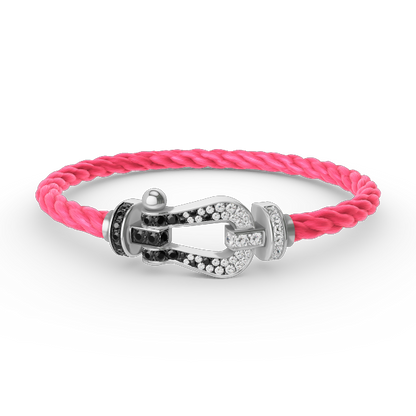 [Peak]FORCE LARGE HORSESHOE BLACK & WHITE DIAMOND BRACELET - WHITE GOLD