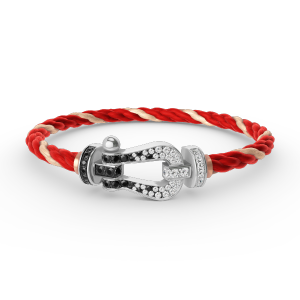 [Peak]FORCE LARGE HORSESHOE BLACK & WHITE DIAMOND BRACELET - WHITE GOLD