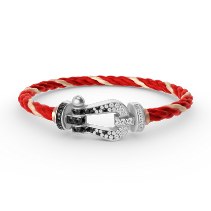 [Peak]FORCE LARGE HORSESHOE BLACK & WHITE DIAMOND BRACELET - WHITE GOLD