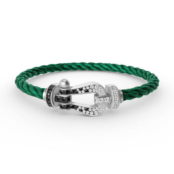 [Peak]FORCE LARGE HORSESHOE BLACK & WHITE DIAMOND BRACELET - WHITE GOLD