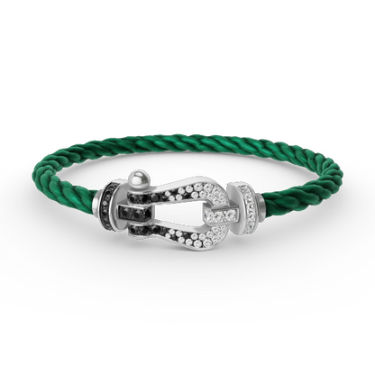[Peak]FORCE LARGE HORSESHOE BLACK & WHITE DIAMOND BRACELET - WHITE GOLD