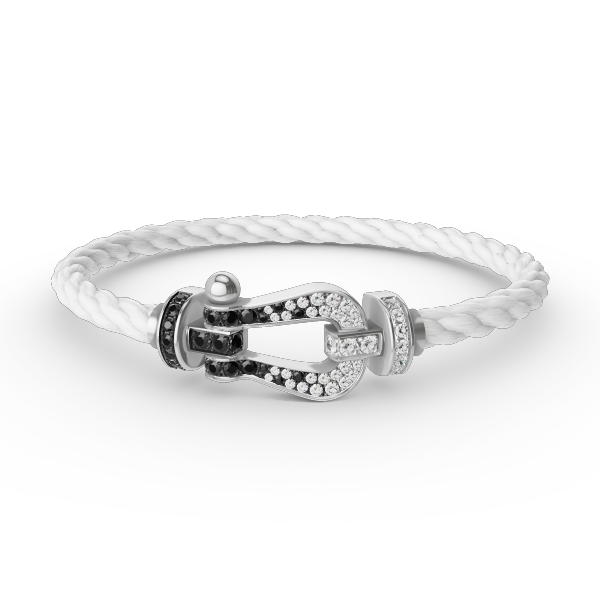 [Peak]FORCE LARGE HORSESHOE BLACK & WHITE DIAMOND BRACELET - WHITE GOLD