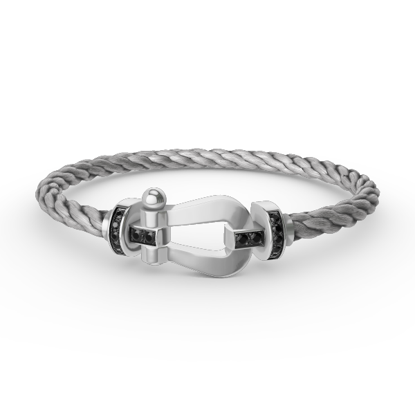 [Peak]FORCE LARGE HORSESHOE BLACK DIAMOND BRACELET - WHITE GOLD