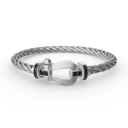 [Peak]FORCE LARGE HORSESHOE BLACK DIAMOND BRACELET - WHITE GOLD