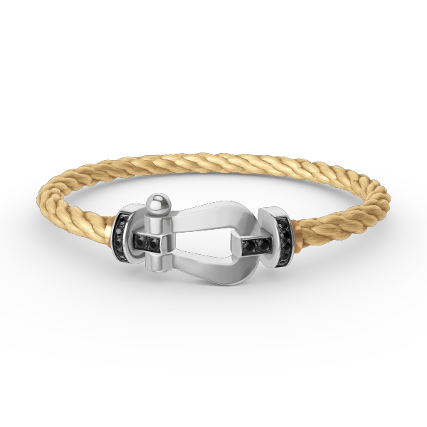 [Peak]FORCE LARGE HORSESHOE BLACK DIAMOND BRACELET - WHITE GOLD