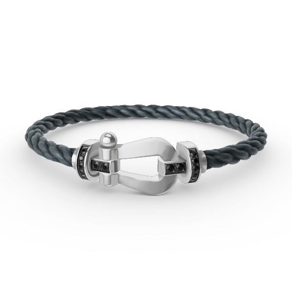 [Peak]FORCE LARGE HORSESHOE BLACK DIAMOND BRACELET - WHITE GOLD