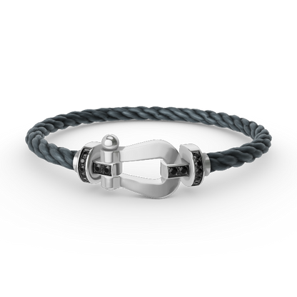 [Peak]FORCE LARGE HORSESHOE BLACK DIAMOND BRACELET - WHITE GOLD