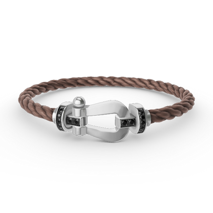 [Peak]FORCE LARGE HORSESHOE BLACK DIAMOND BRACELET - WHITE GOLD